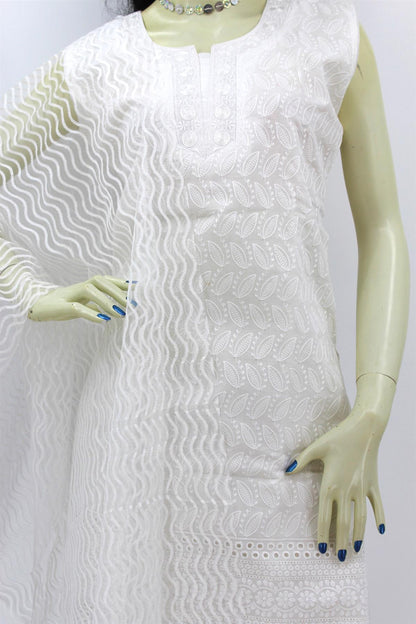 Women's Salwar Kamiz Suit Chikankari White Ladies Kurti and Pant Set