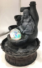 Load image into Gallery viewer, Buddha Water Fountain GREY Buddha with LED Light Indoor Water Fountain