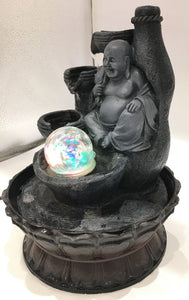 Buddha Water Fountain GREY Buddha with LED Light Indoor Water Fountain