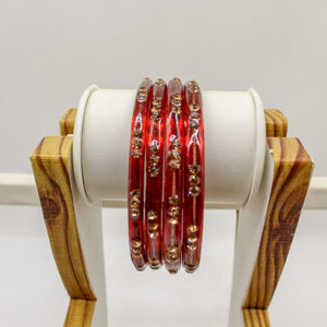 Indian Glass Bangles-Set Of 4 Stone Designed Bollywood Traditional