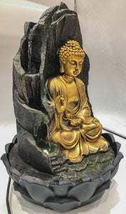 Buddha Water Fountain Goldon Buddha with LED Light Indoor Water Fountain