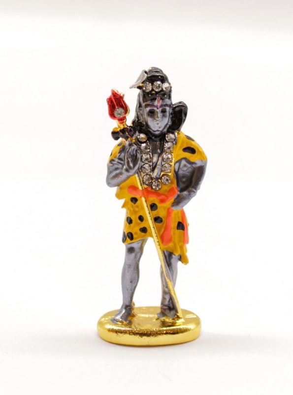 LORD SHANKAR YELLOW&GREY COLOR SHANKAR CAR DASH BOARD SMALL STATUE HINDU METAL