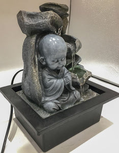 BuddhaWater Fountain  Grey Buddha with LED Light Indoor Water Fountain