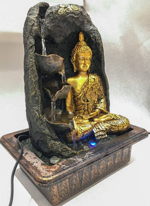 Buddha Water Fountain Goldon Buddha with LED Light Indoor Water Fountain