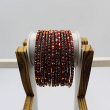 Load image into Gallery viewer, Indian Glass Bangles Set Of 12-Stone Work Women Girl Wedding Special Bangles