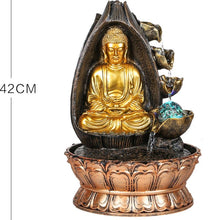 Load image into Gallery viewer, Gautam buddha Water Fountain Golden Buddha with LED Light Indoor Water Fountain