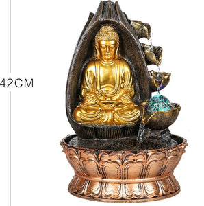Gautam buddha Water Fountain Golden Buddha with LED Light Indoor Water Fountain